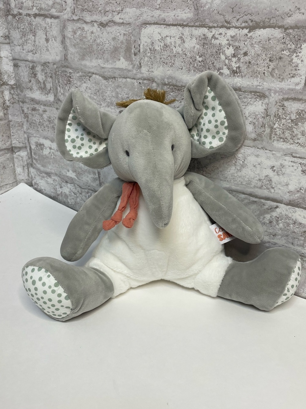 DouDou Et Compagnie Paris Couleurs Savane Plush Elephant Lovey Baby Toy 11" Gray